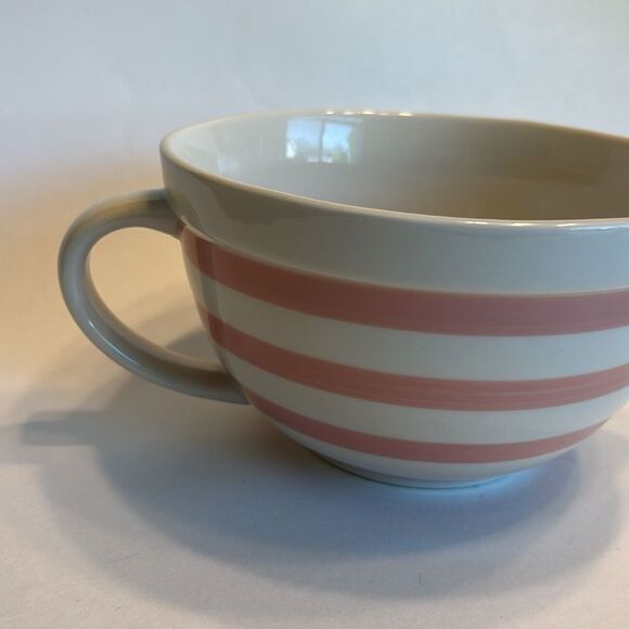 Threshold Target Striped Mixing Bowl W/Handle Pink and White Ceramic - Picture 2 of 9